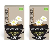 Cupper - 20 Bolsitas de Infusiones Ecológicas de Manzanilla - Sin Azúcar Añadido, Huevo y Teína - Apto para Veganos - Propiedades Refrescantes y Digestivas (Paquete de 2)