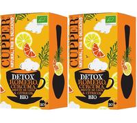 CUPPER - 20 Bolsitas De Infusiones Ecológicas Detox - Propiedades Depurativas Y Diuréticas - Contiene Romero, Cúrcuma y Cítricos - Apto Para Vegano (Paquete de 2)
