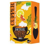 CUPPER - 20 Bolsitas De Infusiones Ecológicas Detox - Propiedades Depurativas Y Diuréticas - Contiene Romero, Cúrcuma y Cítricos - Apto Para Vegano