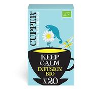 Cupper - 20 Bolsitas de Infusiones Ecológicas Keep Calm - Sin Azúcar Añadido - Apto para Veganos - Propiedades Refrescantes y Digestivas - Contiene Manzanilla y Melisa