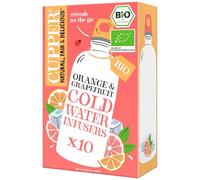 Cupper Bio Cold Water Infuser Orange & Pomelo, agua con sabor, cerveza fría, té frío, 10 bolsas de té sin blanquear, comercio justo