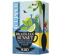 CUPPER - Caja de 20 Bolistas de Infusiones Ecológicas Brazil Bio - Apto para Veganos - Efecto diurético y digestivo - Contiene Mate, Lima y Menta Piperita