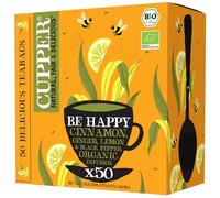 CUPPER - Caja de 50 Bolsitas de Infusión Ecológica Happy Mondays - Apto para veganos - Contiene Canela, Jenjibre, Regaliz