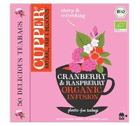 CUPPER - Caja de 50 Bolsitas de Infusiones Ecológicas de Arandano y Frambuesa - Apto para Veganos - Propiedades digestivas suaves - Sin azúcares añadidos