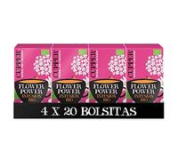 Cupper - Pack de 4 Cajas de 20 Bolsitas de Infusiones Ecológicas Flower Power - Propiedades Digestivas, Diuréticas y Antioxidantes - Contiene Flor de Saúco y Manzanilla