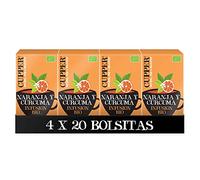 Cupper - Pack de 4 Cajas de 20 Bolsitas de Infusiones Ecológicas Golden - Propiedades Refrescantes y Digestivas - Contiene Raíz de Regaliz, Naranja y Cúrcuma