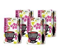 Cupper - Pack de 4 Cajas de 20 Bolsitas de Infusiones Ecológicas Con Arándanos y Frambuesa - Propiedades Refrescantes y Digestivas - Contiene Rosa Mosqueta y Raíz de Regaliz