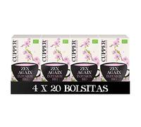 Cupper - Pack de 4 Cajas de 20 Bolsitas de Infusiones Ecológicas Feel Zen - Propiedades Antioxidantes - Contiene Hierba de Limón, Eucalipto y Ginkgo - Apto para Veganos