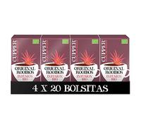 Cupper - Pack de 4 Cajas de 20 Bolsitas de Infusiones Ecológicas Original Roiboos - Propiedades Refrescantes y Digestivas - No Contiene Teína de Forma Natural - Apto para Veganos