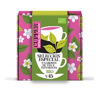 CUPPER - Pack Especial Regalo Varios Sabores - Estuche con 9 Variedades y 5 Bolsitas de cada Sabor de Infusiones Ecológicas - Apto para Veganos - Optimo para Preparar con Agua Caliente