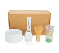 Cupplement Kit de inicio Matcha Juego de té blanco con batidor de bambú/batidor/whisk - Cuchara - Cuenco/Tazón - Soporte japonés - Regalo - Caja de almacenamiento - Sin Polvo - Caja de regalo - Juego