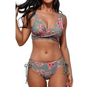 CUPSHE - Bikini para mujer - Traje de baño de dos piezas con cruce frontal y tiras, S
