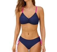 CUPSHE Conjunto de bikini para mujer con tirantes trenzados en la parte trasera Bañador a rayas Braguita reversible Traje de baño de dos piezas, L
