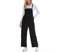 CUPSHE Mono de pana para mujer, sin mangas, de pierna ancha, para otoño e invierno, suelto, con bolsillos, Negro , M