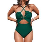 CUPSHE Traje de baño de una pieza con cordones para mujer, Verde Agua, S (DAA12E3E8RRS)