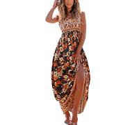 CUPSHE Vestido Maxi para Mujer con Estampado Floral Ditsy sin Mangas Fruncido con Volantes Tirantes Espagueti Vestidos Largos de Verano para Playa, L