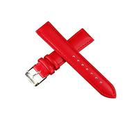 Cupsofu Correa de reloj de piel de vaca de Color sólido de 10/12/14/16/18/20/22/24mm, cierre de Pin pulido, reloj elegante antisudor, reemplazo de correa de muñeca, Rojo, 10mm