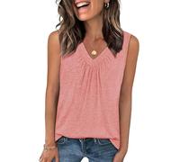Cuptacc Camiseta sin Mangas Mujer Basica Color Sólido Tank Top Cuello en V Chaleco Mujer Verano Casual Tshirt sin Mangas