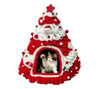 - Cúpula cálida de felpa con patrón de Navidad, refugio peludo suave, refugio de vacaciones alegre | Refugio de invierno relajante para gatitos mascotas pequeñas, habitaciones interiores y