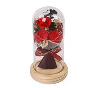 Cúpula de flores artificiales - Elegante recuerdo, adorno iluminado | Escaparate de flores eternas, acento brillante para el hogar, pantalla LED para regalo, símbolo de propuesta sincera, regalo