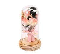 Cúpula de flores artificiales - Elegante recuerdo, adorno iluminado | Escaparate de flores eternas, acento brillante para el hogar, pantalla LED para regalo, símbolo de propuesta sincera, regalo