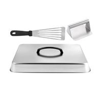 Cúpula de parrilla - Rectangular Steaming Cover | Cheese Melting Dome | Square Grill Lid With Pressing Plate & Long Handled Spatula, Prevents Grease Splattering, for Grilling BBQ Hamburger Patties