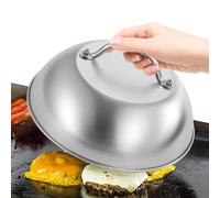 Cúpula de queso derretido, cúpula para placa - Prensa de tocino y hamburguesas con rejilla de hierro fundido | Cúpula de acero inoxidable para barbacoa al aire libre y cocina interior para