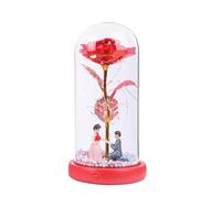 Cúpula de vidrio de flores preservadas - 8,46 x 4,13 pulgadas, lámpara de cadena de luces LED floral, decoración musical de rosa | Celebración del día de San Valentín boda madres cumpleaños Navidad