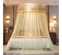 Cúpula Mosquito Cama Canopy Bedcover Cortina Ropa De Cama Tienda De Cúpula Redonda,Beige,Cama De 1,2 M (4 Pies)