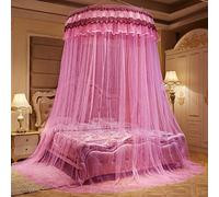 Cúpula Mosquito Cama Canopy Bedcover Cortina Ropa De Cama Tienda De Cúpula Redonda,Rosa,Cama De 2,0 M (6,6 Pies)