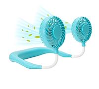 CUQOO Ventilador de cuello recargable, dispositivo de refrigeración manos libres portátil con 3 velocidades, flujo de aire de 360° y doble hélice, ventilador personal silencioso, ligero y plegable