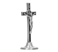Cuque Cruz Católica, Hermoso Crucifijo de Pared Vertical de Metal de Aleación de Zinc para Mesa (Plata)