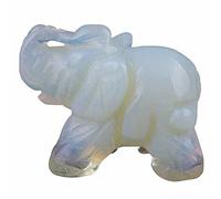 Curación Cristal Guardián Elefante Pocket Figurines Tallado Gema Piedra Artesanía-Opalite opal_50x23x34mm