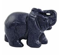 Curación Cristal Guardián Elefante Pocket Figurines Tallado Gema Piedra Artesanía-Piedra de arena azul_78x32x54mm