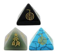 Curación Cristal Pirámide grabado USUI Reiki Símbolo Metafísica Piedra Poderosa Meditación de la energía-Conjunto de 3