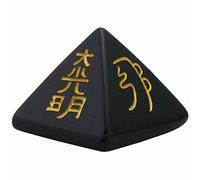 Curación Cristal Pirámide grabado USUI Reiki Símbolo Metafísica Piedra Poderosa Meditación de la energía-Obsidiana negra