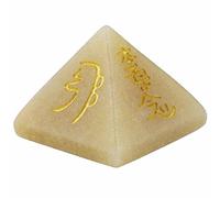 Curación Cristal Pirámide grabado USUI Reiki Símbolo Metafísica Piedra Poderosa Meditación de la energía-Jade amarillo