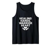 Curación, Manos, Corazón de Guerrero. Fuerza de Enfermera, Atención al Paciente. Camiseta sin Mangas
