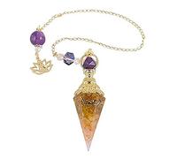 Curación natural Cristal de cuarzo órgonita Péndulo Colgante Hexagon Pyramid Orgone Energy Reiki Piedra Colgante Joyería-Citrino de cuarzo rosa_PORCELANA