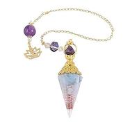 Curación natural Cristal de cuarzo órgonita Péndulo Colgante Hexagon Pyramid Orgone Energy Reiki Piedra Colgante Joyería-Aguamarina_PORCELANA