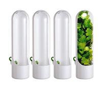 Curador de cilantro - curador de hierbas aromáticas y lechuga | Conjunto de 4 macetas de almacenamiento para hierbas frescas (perejil, tomillo, romero y cilantro) para el refrigerador. Mantenga el FR