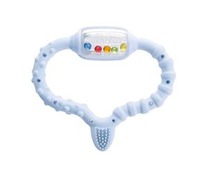 Curaprox Anillo De Dentición Para Bebés De 0 a 24 Meses | Alivia Las Molestias De La Dentición | Sin Bpa | Con Cepillo De Dientes De Entrenamiento |Azul |Fabricado en Suiza