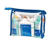 Curaprox BDC Juego de Limpieza Kit de Cuidado Completo para Dentaduras Postizas y Retenedores/Incluye Gel Diario, Concentrado Semanal, Cepillo y Caja de Limpieza/Hecho en Suiza