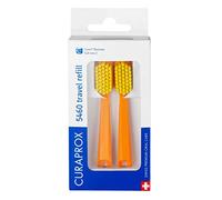 Curaprox Cabezales de cepillo de dientes CS 5460-para Juego de Viaje/Eliminación de Placa Ultra Suave/Naranja-Amarillo/Paquete Doble de recarga/Fabricado en Suiza