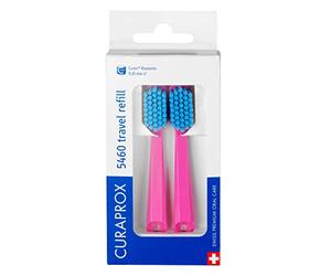 Curaprox Cabezales de cepillo de dientes CS 5460-para Juego de Viaje/Eliminación de Placa Ultra Suave/Rosa-Azul/Paquete Dúo de recarga/Fabricado en Suiza