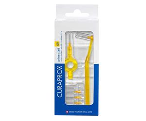 Curaprox CPS 09 Prime Start: 5 CPS 09 + UHS 409 Y UHS 470, Amarillo | Set De 5 Cepillos Interdentales, 2 Soportes Distintos, Diámetro 0.9Mm, Área De Limpieza 4.0Mm, Suiza