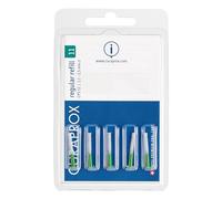 Cepillos interdentales Curaprox CPS 11 regular, recambio, 5 piezas, verde, 1,1 mm diámetro, 2,5 mm eficacia, recambio, sin soporte