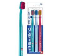 Curaprox Juego de Cepillos Dentales CS 5460 - Paquete de 3 Cepillos Dentales Manuales Ultra Suaves para Adultos 5460 con Cerdas CUREN Super Suaves - Turquesa, Azul Claro, Magenta