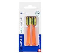Curaprox CS 5460 Ortho Cabezales De Cepillo De Dientes De Viaje - Para El Cuidado De Aparatos Dentales | Limpieza Ultrasuave | Naranja | 2 Piezas