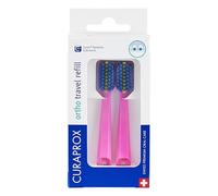 Curaprox CS 5460 Recambio De Viaje Ortho, Paquete 2, Rosa, Fab. Suiza | Cabezales De Cepillo Ortho, Accesorio De Viaje Para Brackets, Limpieza Ultra Suave